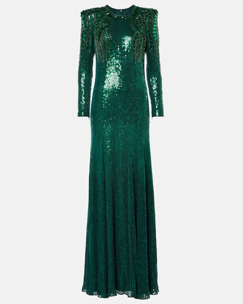 Jenny Packham Verzierte Robe Paloma mit Pailletten Grün