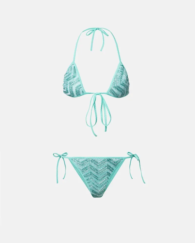 Missoni Bikini-Oberteil aus Lamé Blau