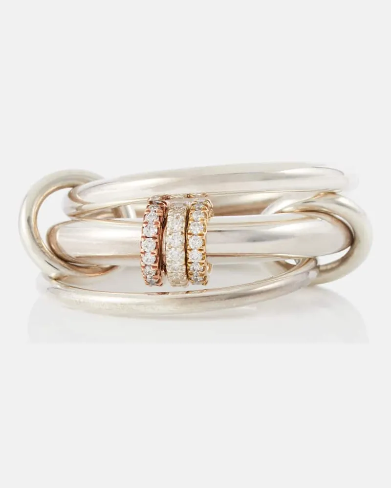 Spinelli Kilcollin Ring Gemini aus Sterlingsilber mit 18kt Gelb- und Roségold und Diamanten Silber