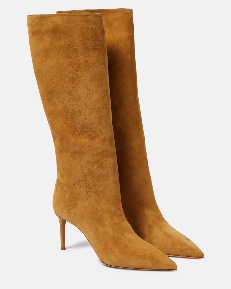 Aquazzura Stiefel Matignon aus Veloursleder Neutral