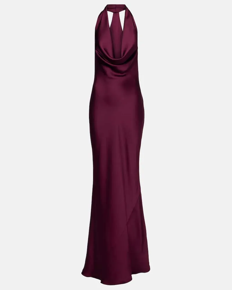 Norma Kamali Robe aus Satin Burgunderrot