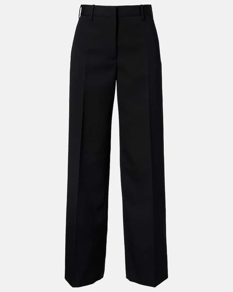 Jil Sander Gerade Low-Rise-Hose aus Wolle Schwarz