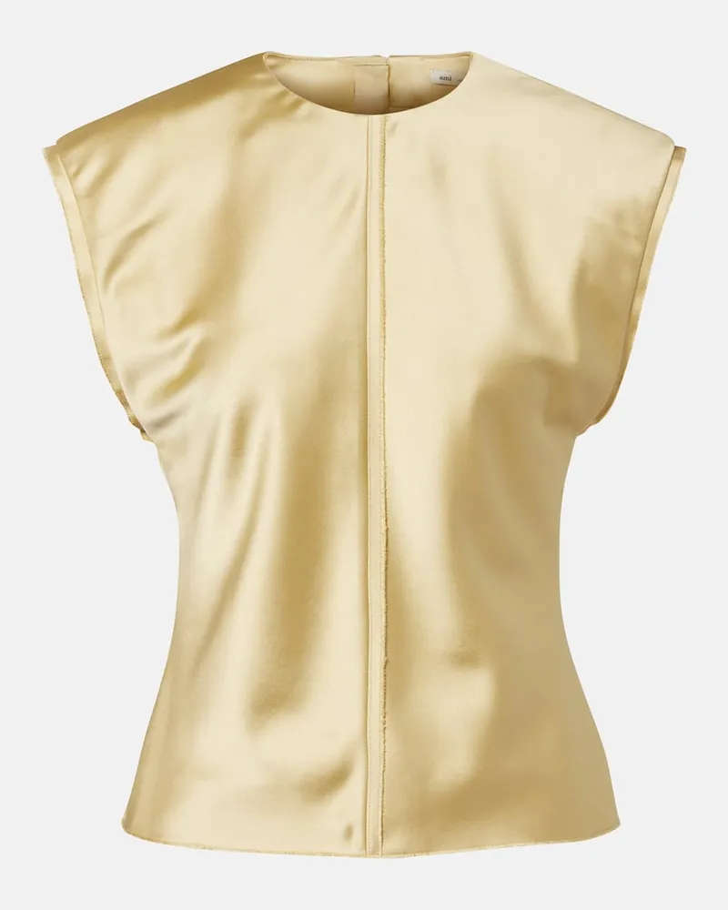 AMI Paris Top aus Satin Gelb