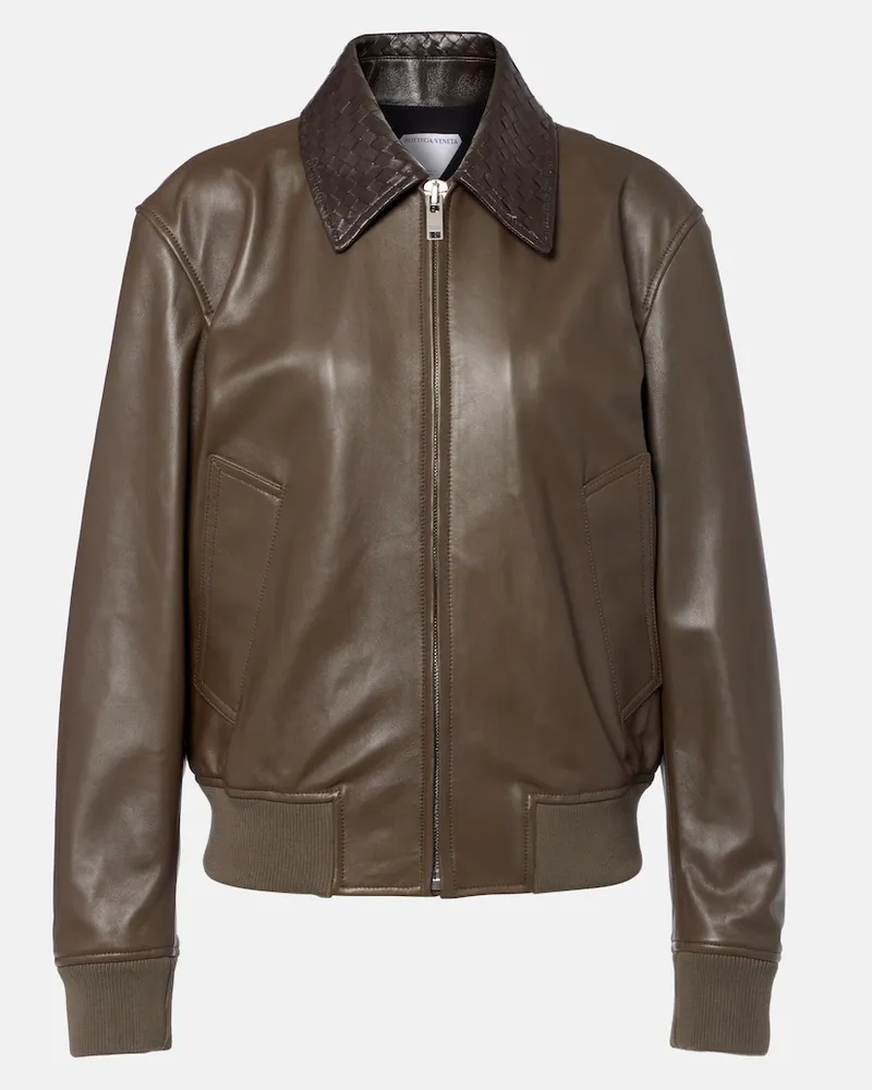 Bottega Veneta Blouson Intrecciato aus Leder Grün