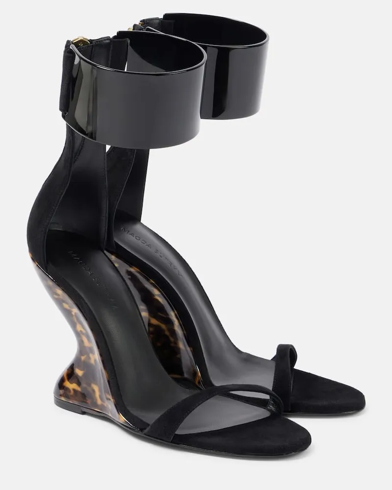 Magda Butrym Wedge-Sandalen aus Leder Schwarz