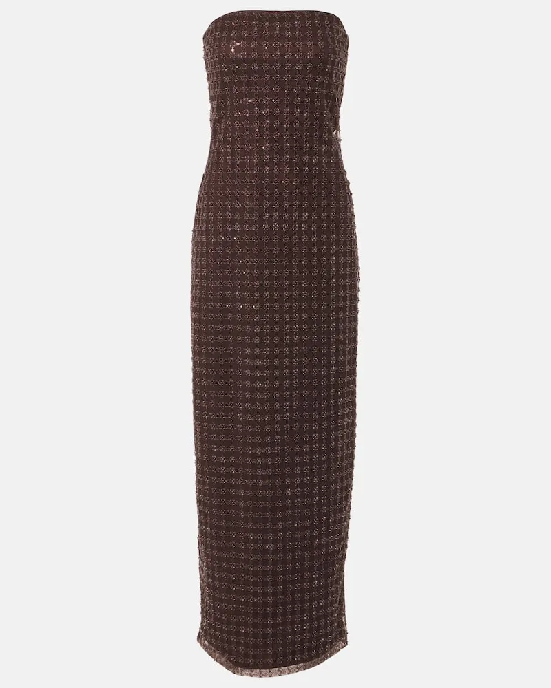 ROTATE Birger Christensen Verziertes Maxikleid Braun