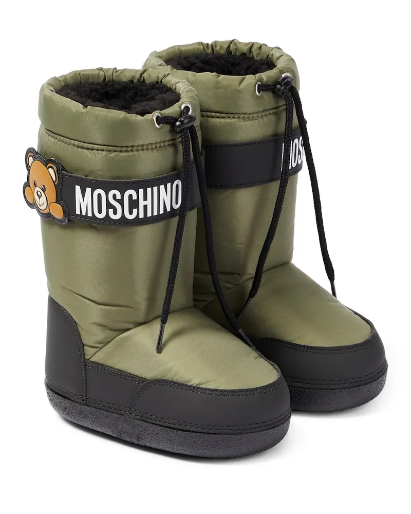 Moschino Schneestiefel mit Faux Shearling Grã¼n