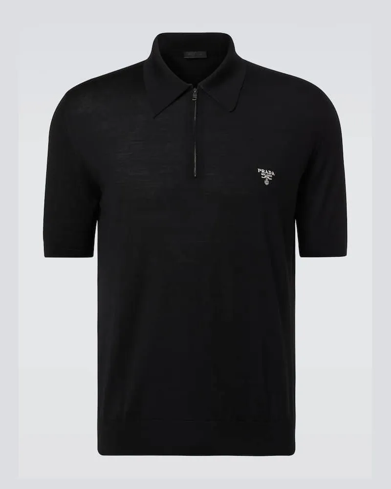 Prada Polohemd aus Schurwolle Schwarz