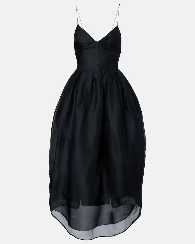 KHAITE Midikleid Colette aus Seidentüll Schwarz