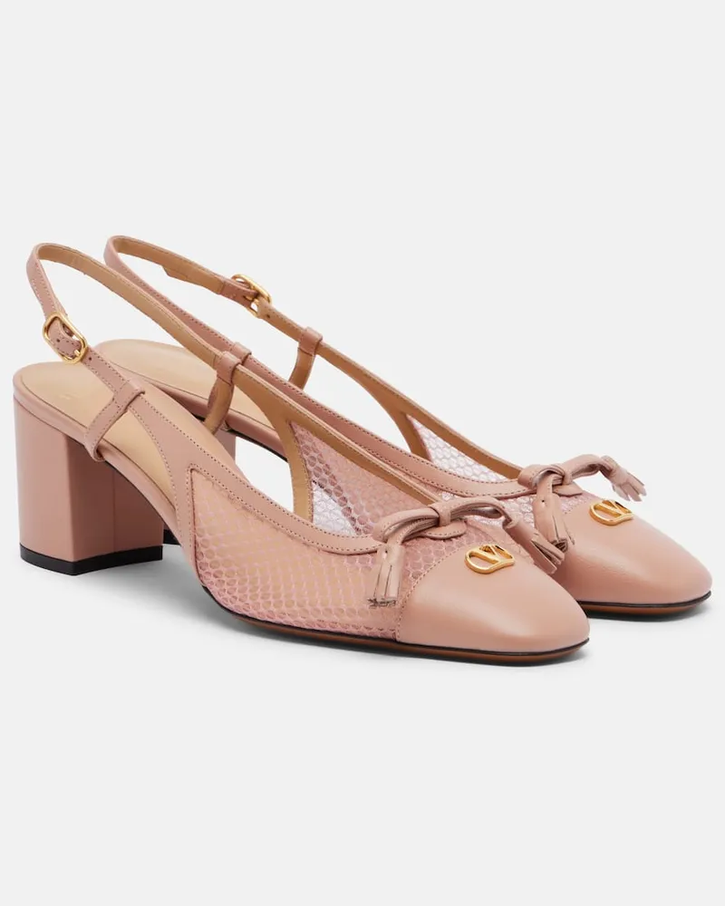 Valentino Garavani Slingback-Pumps VLogo aus Leder und Mesh Rosa