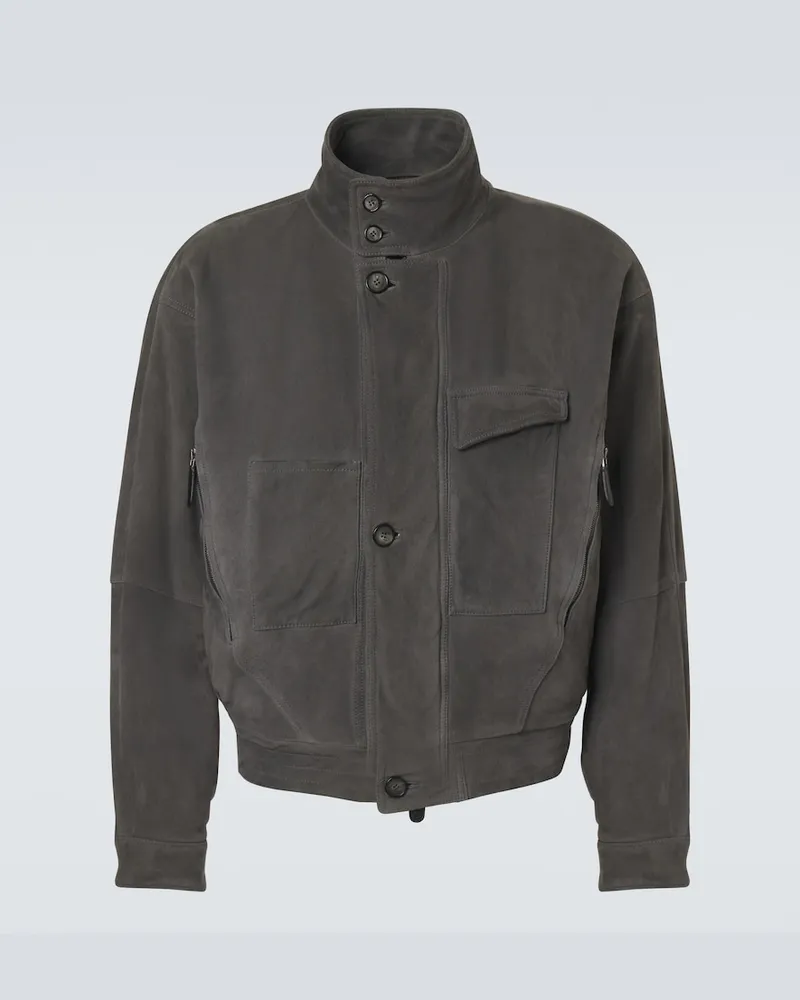 Giorgio Armani Jacke aus Veloursleder Grau