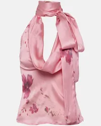 Blumarine Bedrucktes Top aus Satin Pink