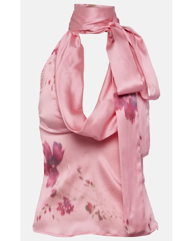 Blumarine Bedrucktes Top aus Satin Pink