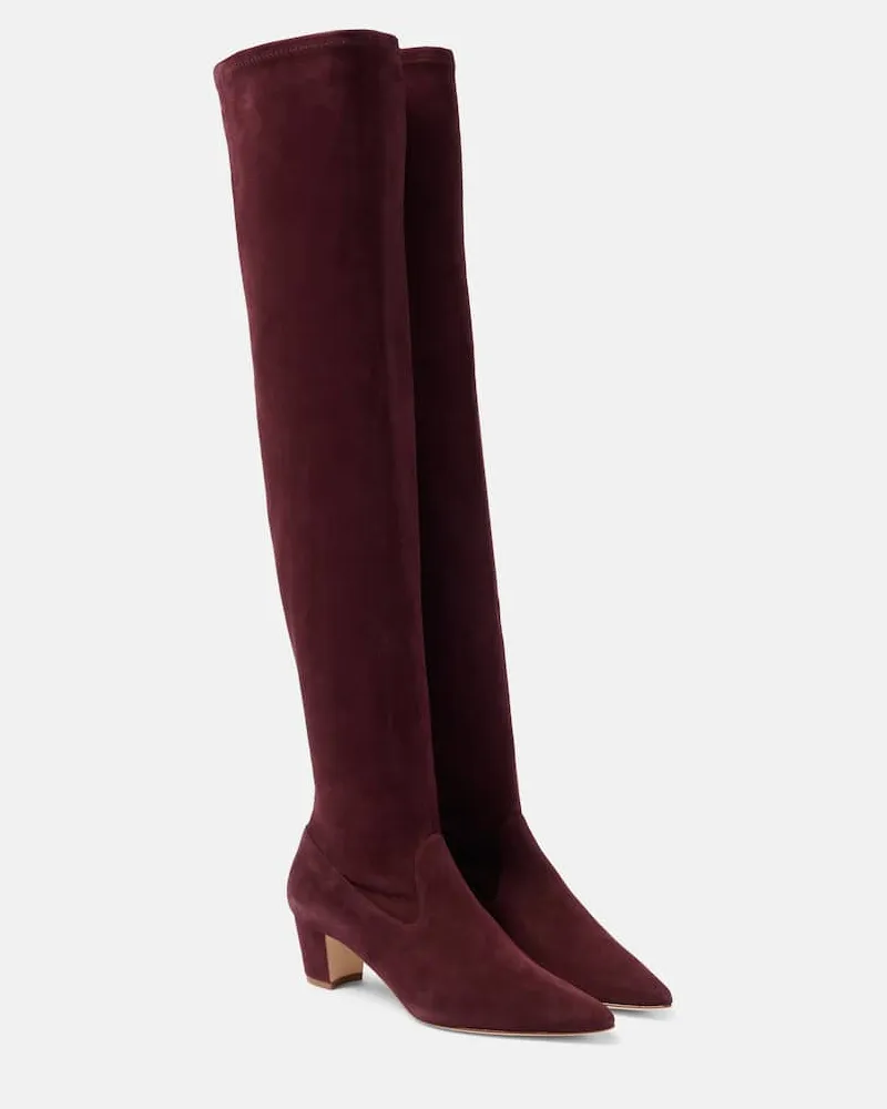 Manolo Blahnik Overknee-Stiefel Lupasca 50 aus Veloursleder Schwarz