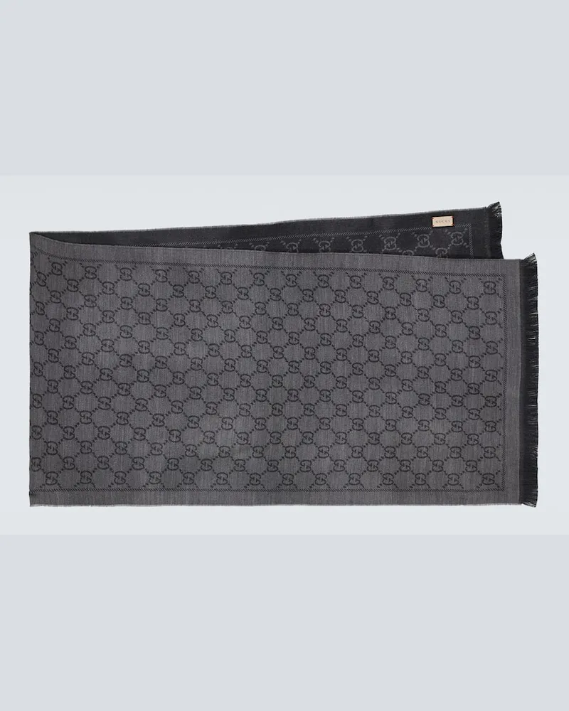 Gucci Schal GG aus Woll-Jacquard Grau