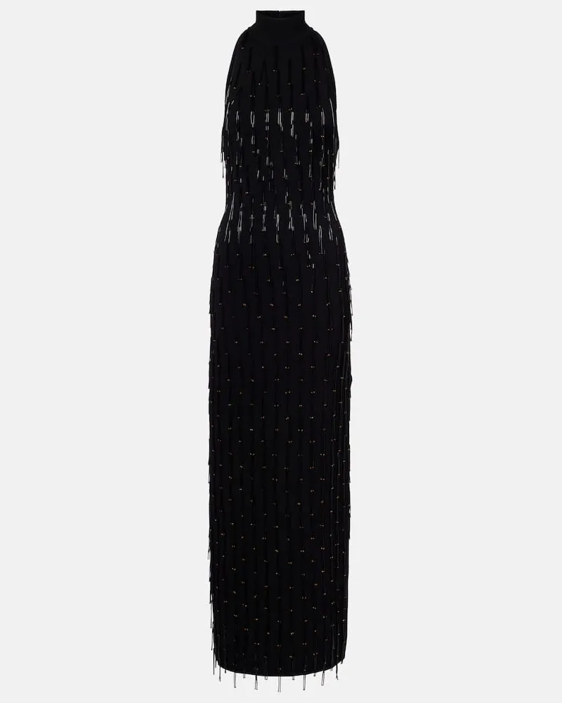 GALVAN Verziertes Maxikleid Schwarz