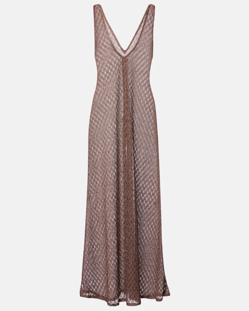 Missoni Maxikleid aus Häkelstrick Braun