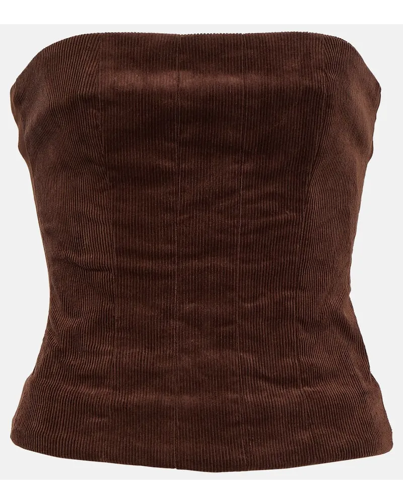 STAUD Top Woodgrain aus Baumwoll-Cord Burgund