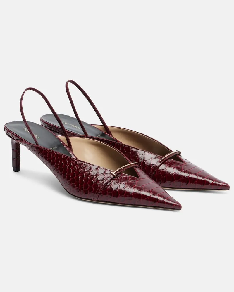 Tom Ford Slingback-Pumps aus Leder Burgunderrot