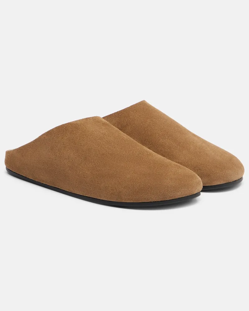 The Row Slippers Hudson aus Veloursleder Braun