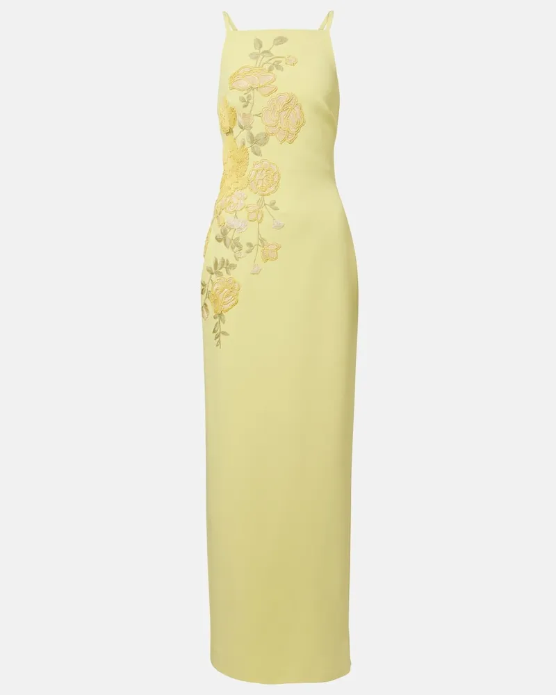 Elie Saab Besticktes Maxikleid aus Cady Gelb