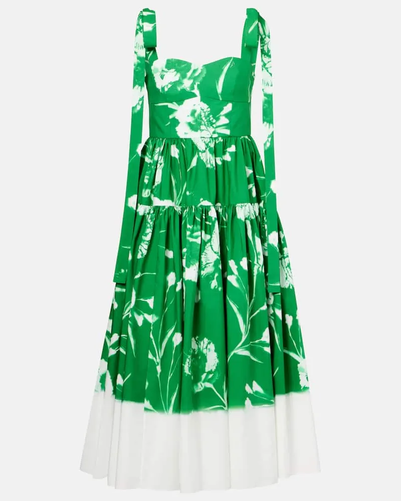 Erdem Midikleid aus Baumwollpopeline Grün