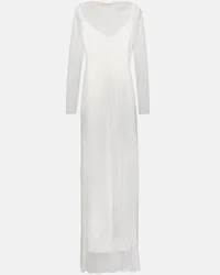 Max Mara Verziertes Maxikleid Caracas aus Mesh Weiss