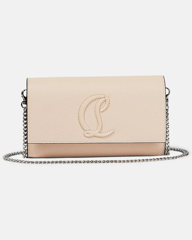 Christian Louboutin Portemonnaie mit Kettenriemen aus Leder Beige