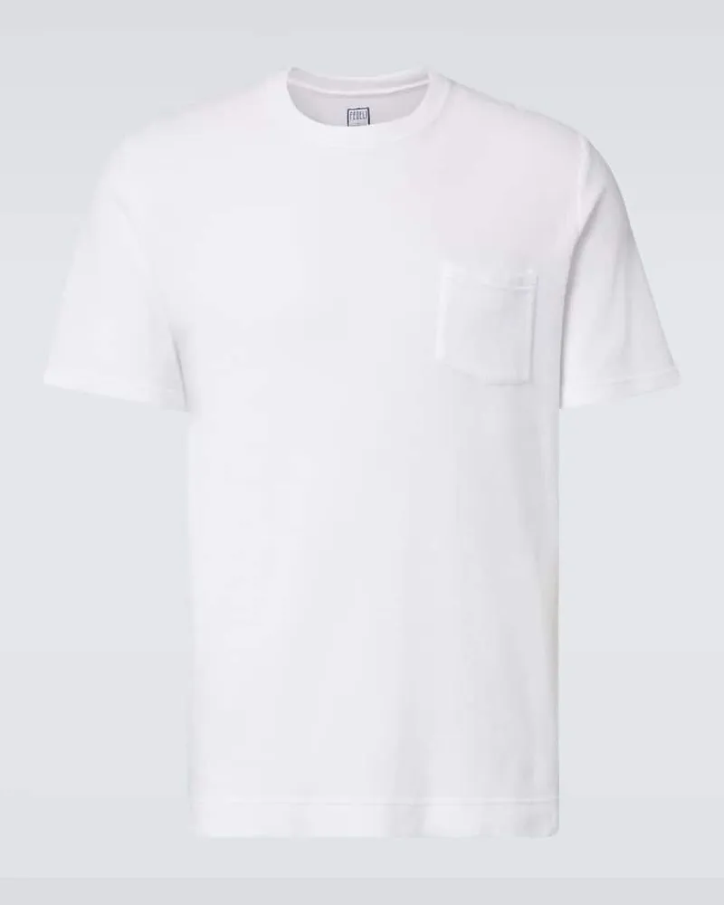 Fedeli T-Shirt aus Baumwollfrottee Weiß