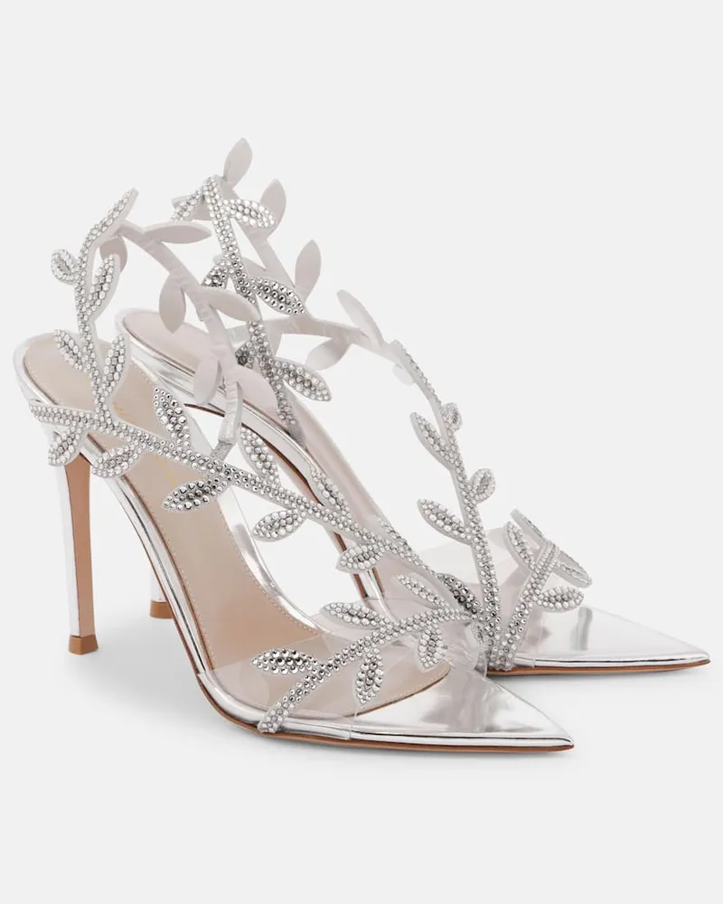 Gianvito Rossi Sandalen Flavia 105 aus Leder mit Kristallen Silber