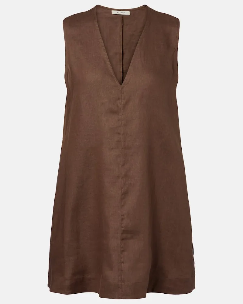 ASCENO Minikleid Derya aus Leinen Braun