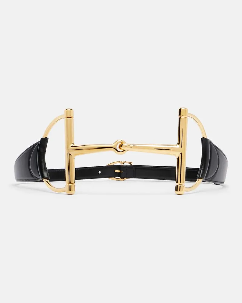 Gucci Gürtel Horsebit aus Leder Schwarz