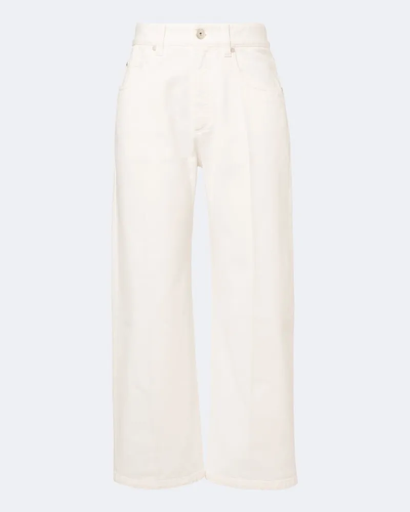 Brunello Cucinelli Mid-Rise Wide-Leg Jeans Weiß