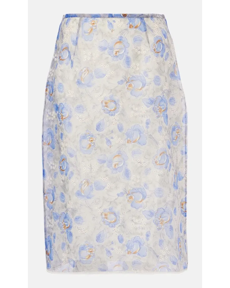 Prada Bedruckter Bleistiftrock aus Chiffon Lila