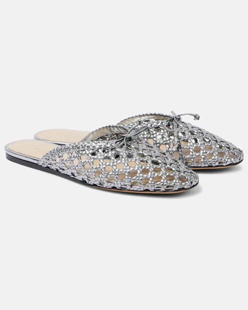 Le Monde Béryl Le Monde Béryl Slippers Regency aus Metallic-Leder Silber