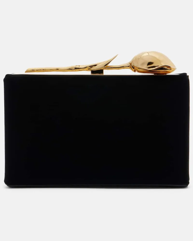Erdem Clutch Bloom Mini aus Samt Schwarz