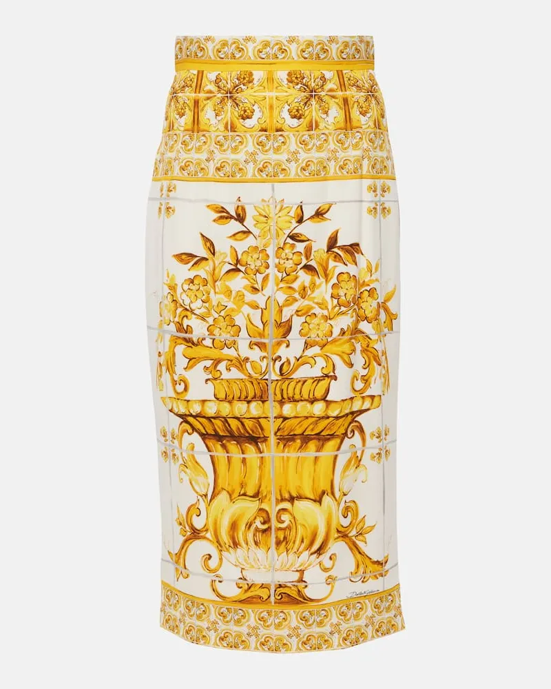 Dolce & Gabbana Midirock Majolica aus einem Seidengemisch Gelb