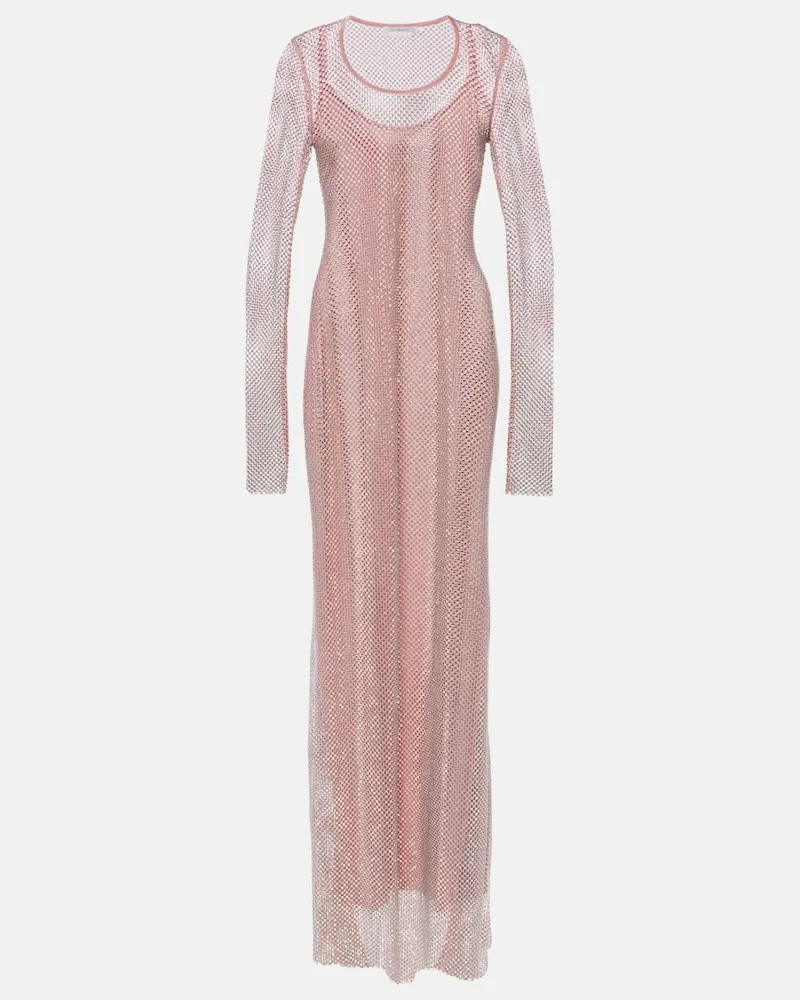 SPORTMAX Robe aus Mesh mit Kristallen Rosa