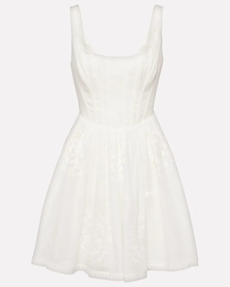 Zimmermann Minikleid Alight aus Ramie Weiß