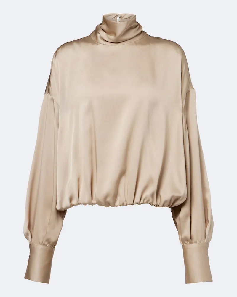 Brunello Cucinelli Bluse aus Seidensatin Beige