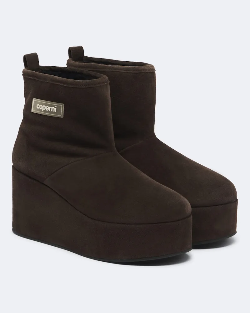 COPERNI Stiefel aus Veloursleder mit Shearling Braun