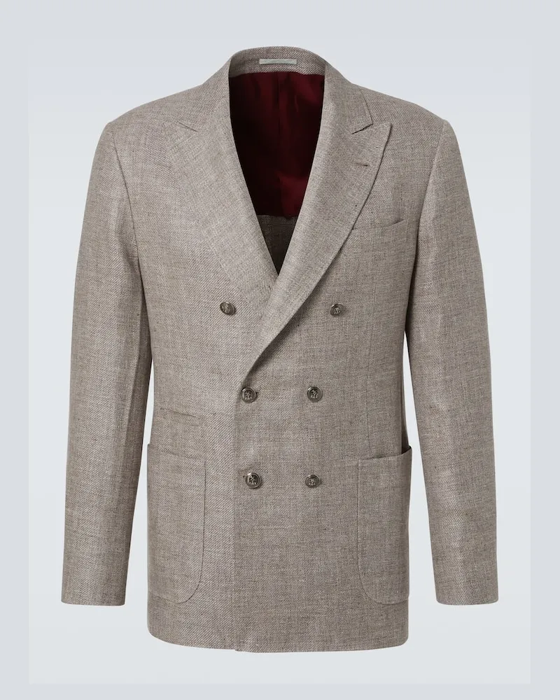 Brunello Cucinelli Blazer aus Leinen, Wolle und Seide Beige