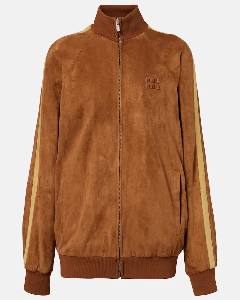 Miu Miu Oversize-Jacke aus Veloursleder Braun