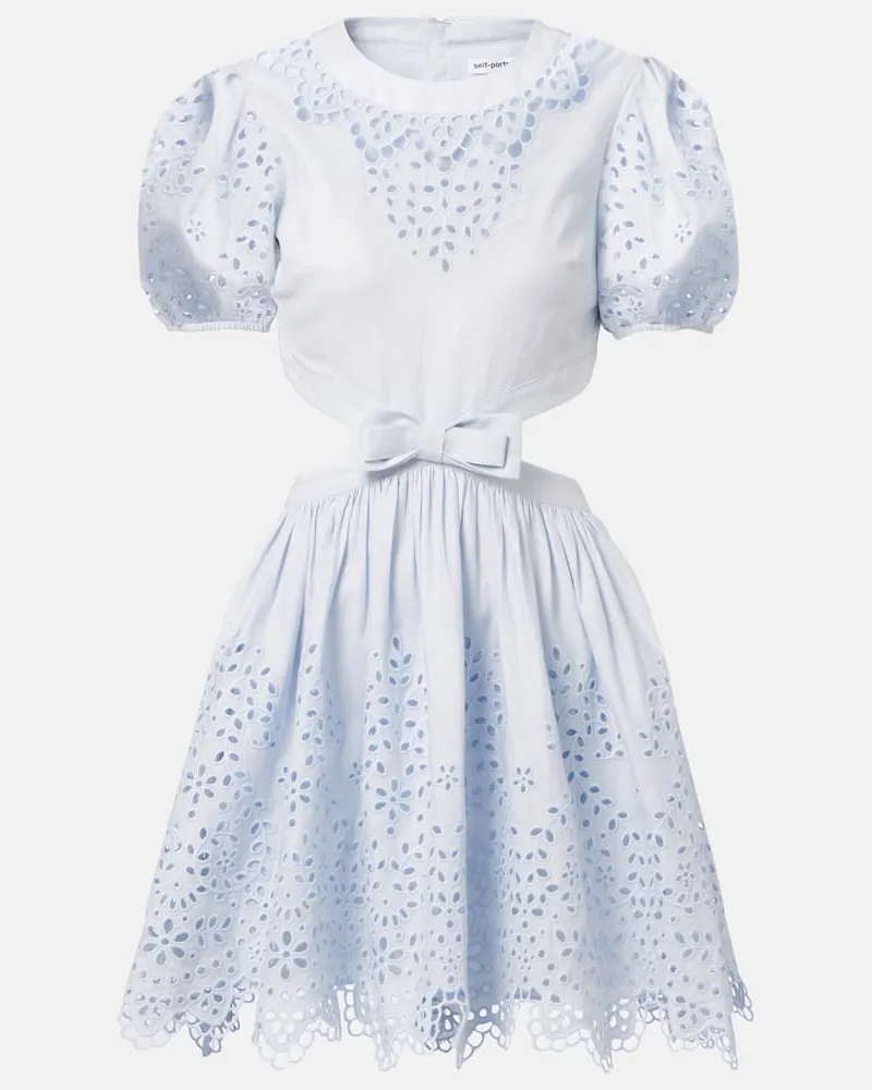 Self-Portrait Besticktes Minikleid Blau