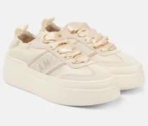 Plateau-Sneakers aus Leder mit Veloursleder