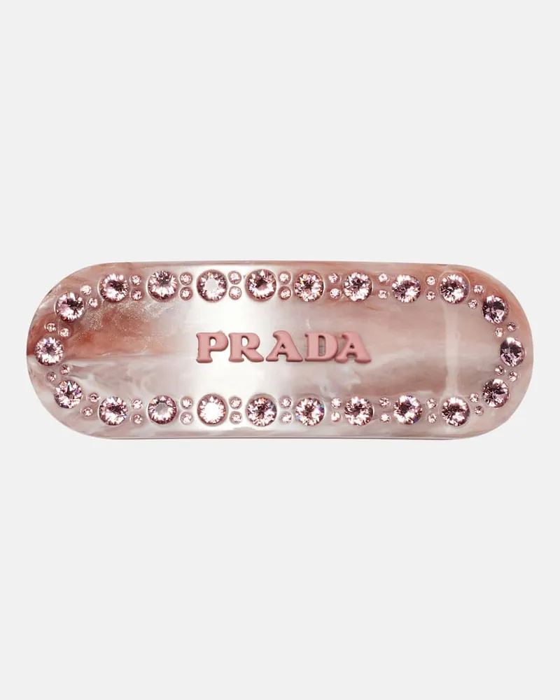 Prada Haarspange mit Kristallen Pink
