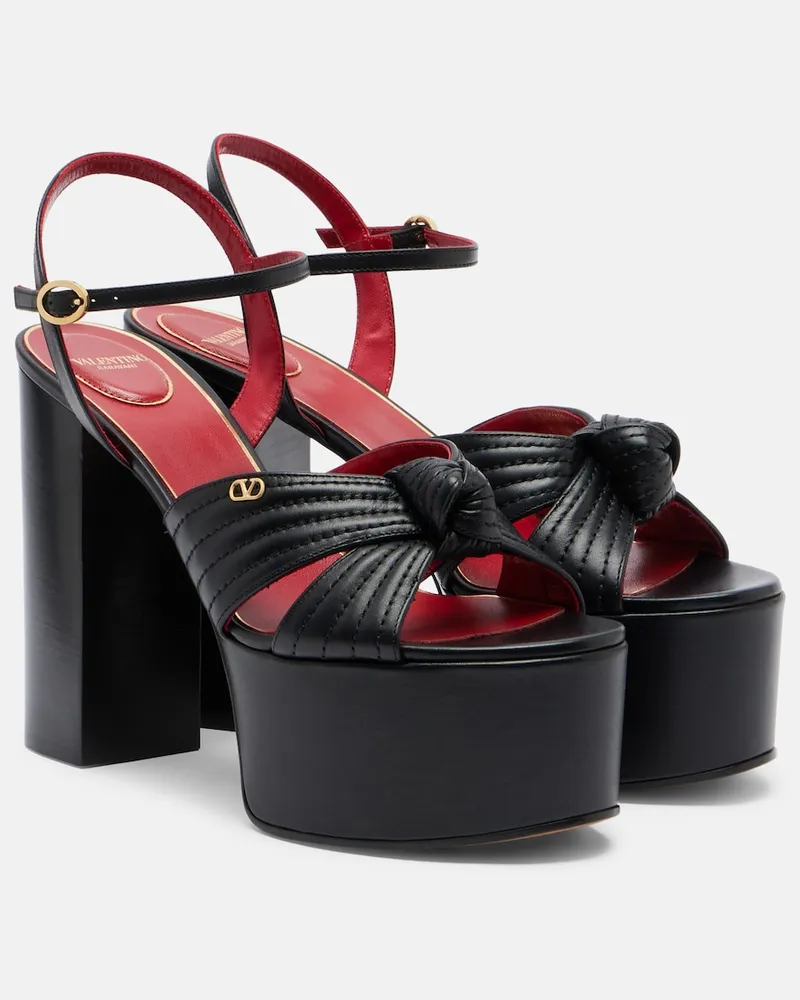 Valentino Garavani Plateausandalen Crasher aus Leder Schwarz