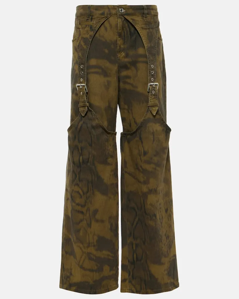 Blumarine Weite Hose aus Denim Grün