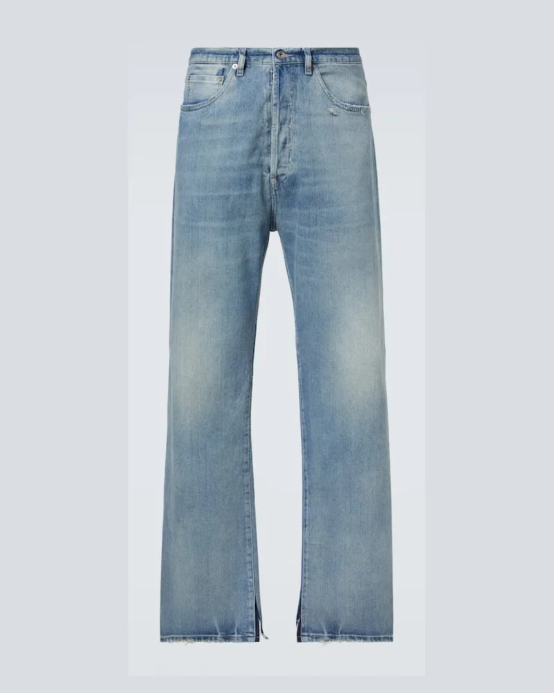 Maison Margiela Distressed Mid-Rise Wide-Leg Jeans Blau