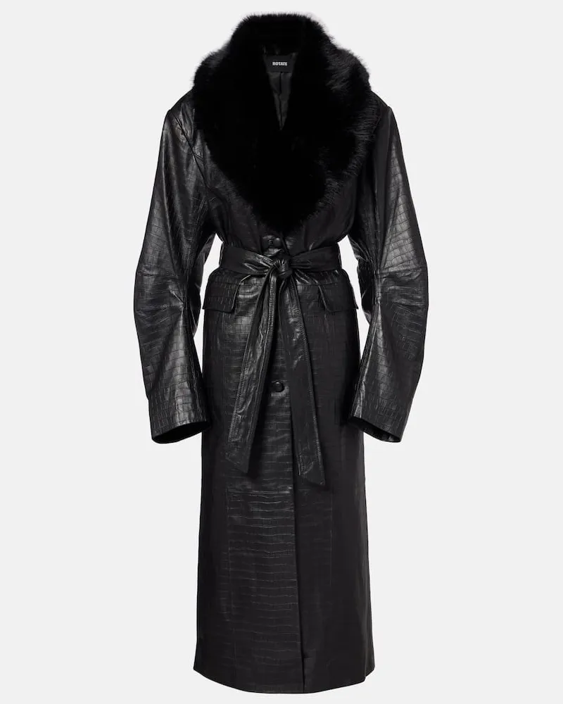 ROTATE Birger Christensen Mantel aus Leder Schwarz